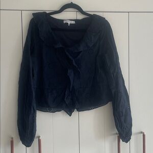 Frame Denim Navy Eyelet Blouse Sz large